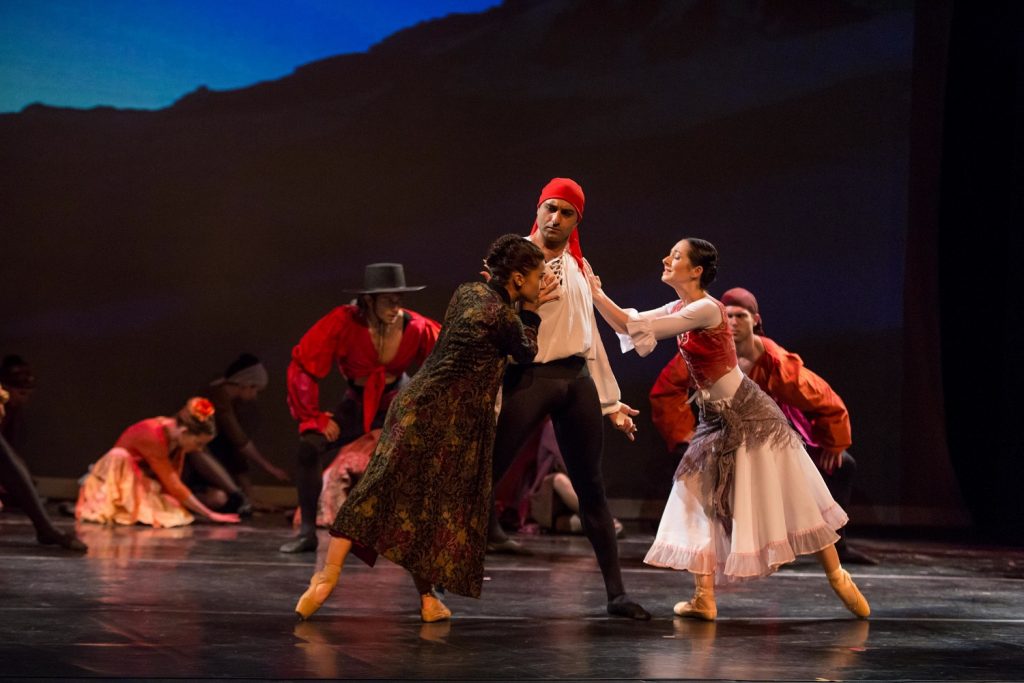 Photo 7 - (l to r) Elen Harutyunyan (Carmen) Grigori Arakelyan (Don José) and Damara Titmus (Micaëla) - Photo by Cheryl Mann - tech490