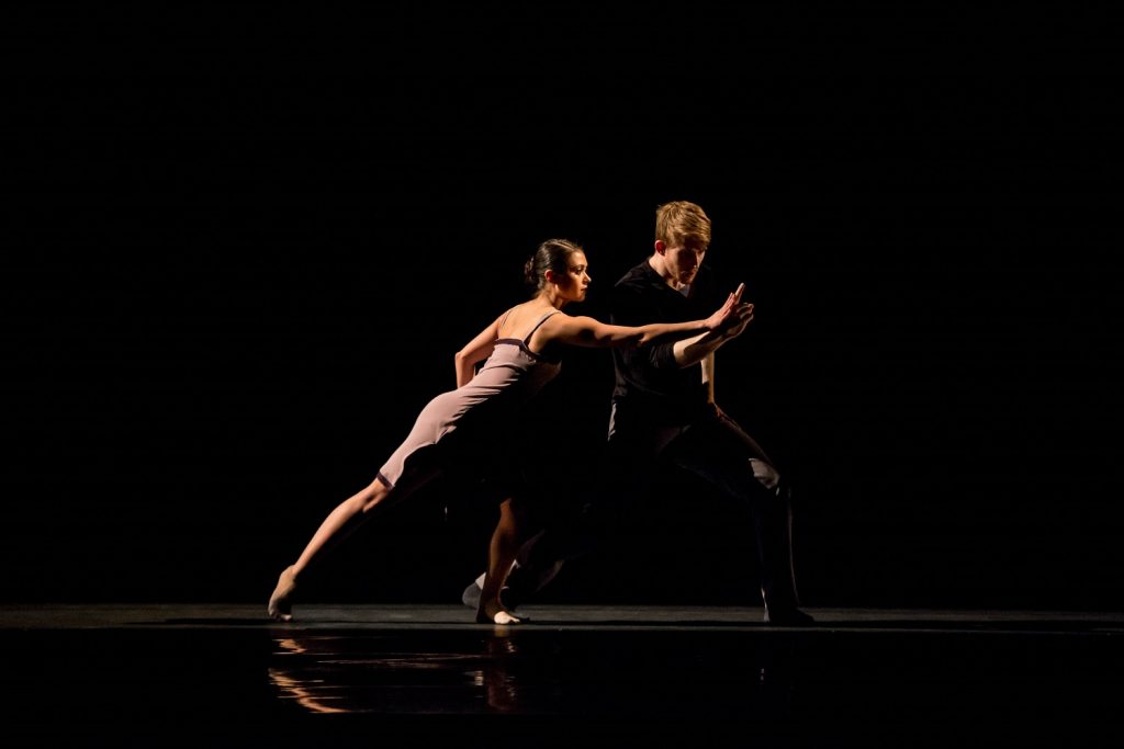 Hubbard Street Dancers Alicia Delgadillo and Elliot Hammans in Alejandro Cerrudo’s Lickety-Split. Photo by Cheryl Mann