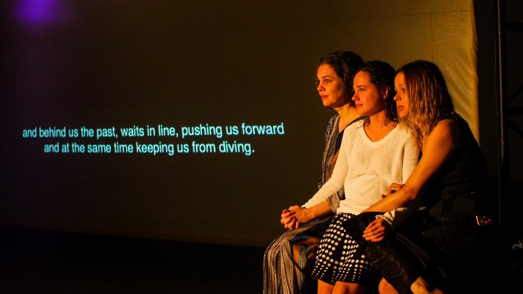 Isabel Teixeira (Olga), Julia Bernart (Irina) and Stella Rabello (Maria) in Christiane Jatahy’s “What if they went to Moscow2_” Photo by Vanessa Crocini