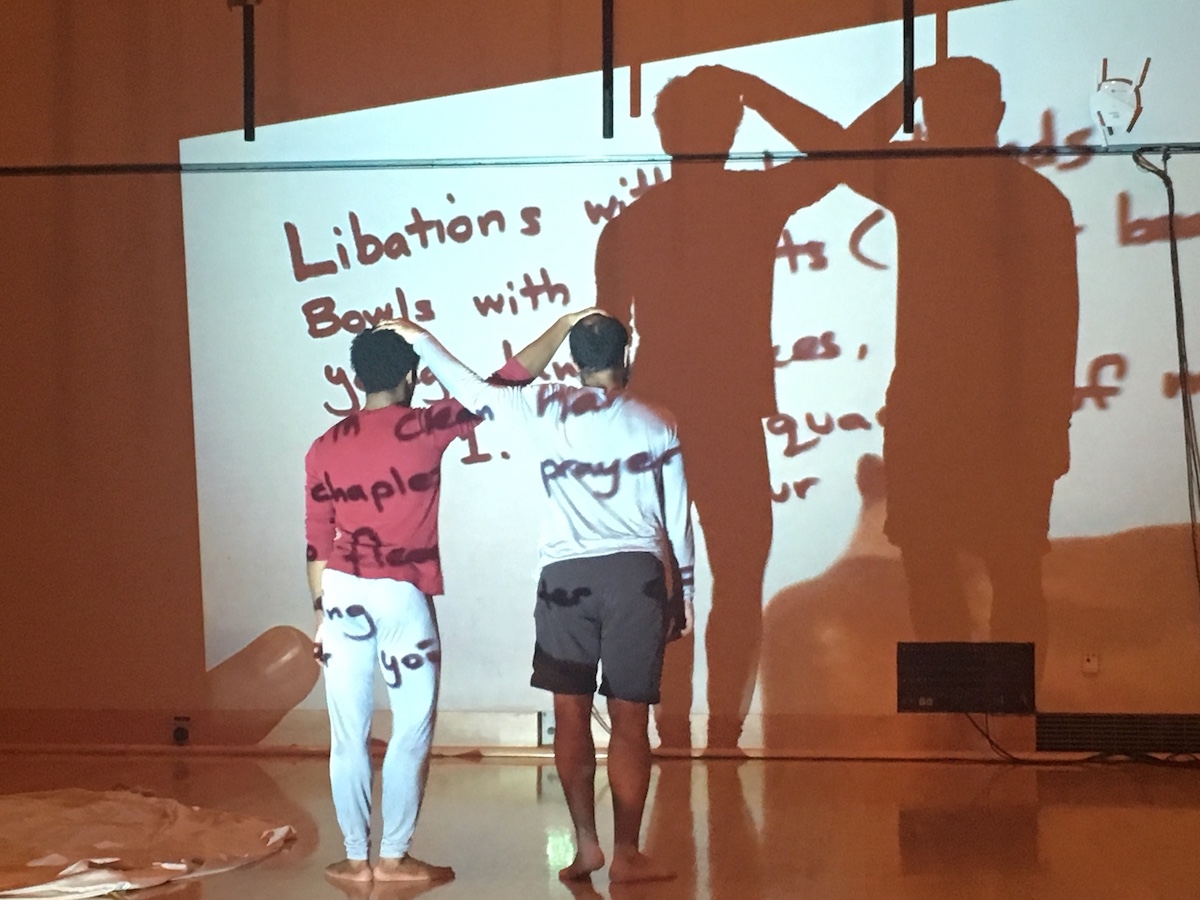 Lionel Popkin and Barry Brannum in “Oedipus/Antigone Project”. Photo by A.L. Haskins.