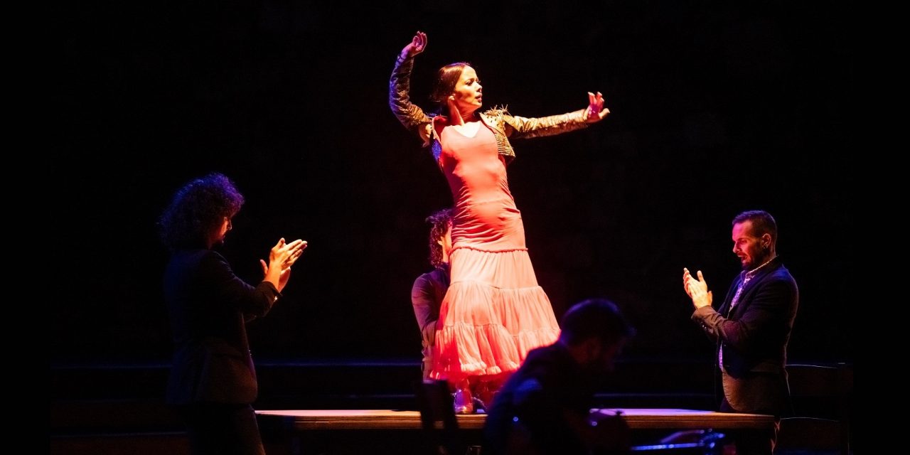 A quiet night, a silhouette of trees, and a red bata; Olga Pericet brings Flamenco to the Ford Theatres