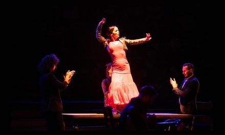 A quiet night, a silhouette of trees, and a red bata; Olga Pericet brings Flamenco to the Ford Theatres