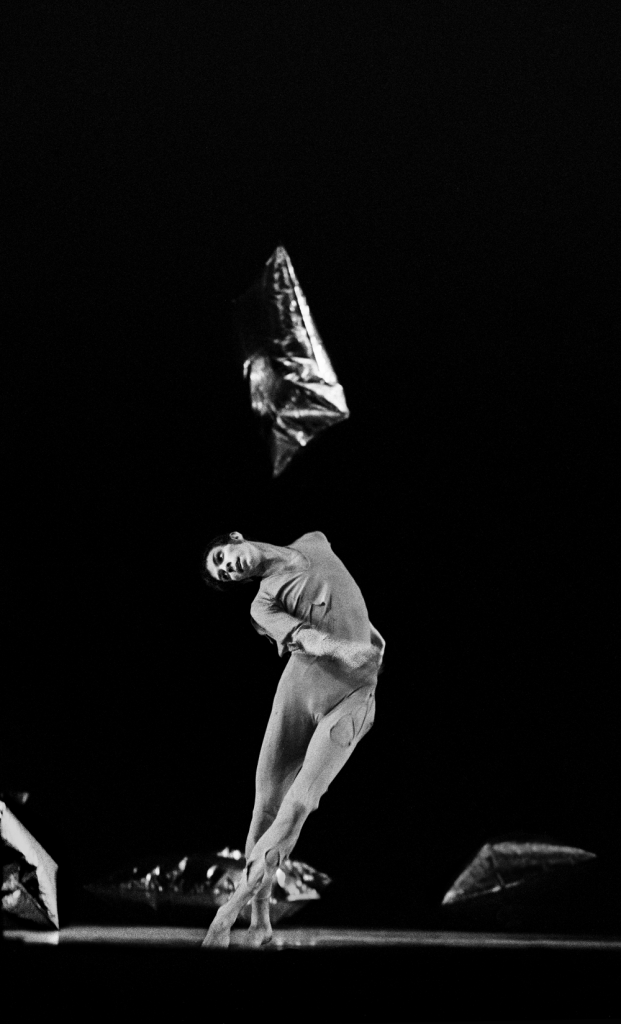 Jeff Slayton performing in Cunningham's "Rainforest" at BAM, 1970 - Photo by James Klosty