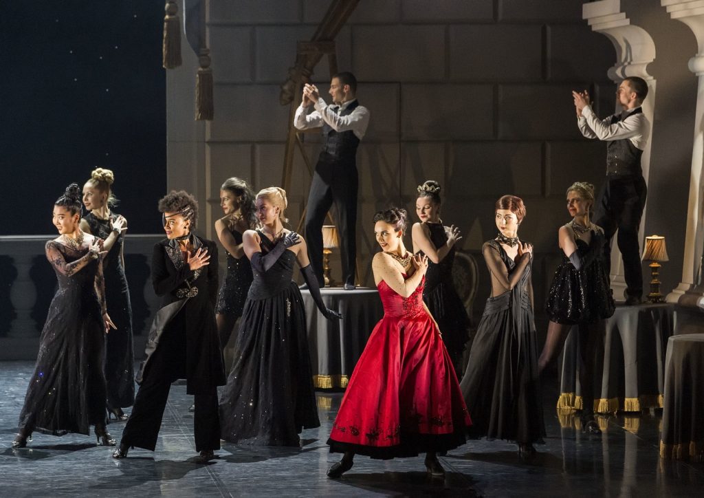 Katrina Lyndon and company in Matthew Bourne’s “Swan Lake” at Center Theatre Group/Ahmanson Theatre - Photo by Craig Schwartz.