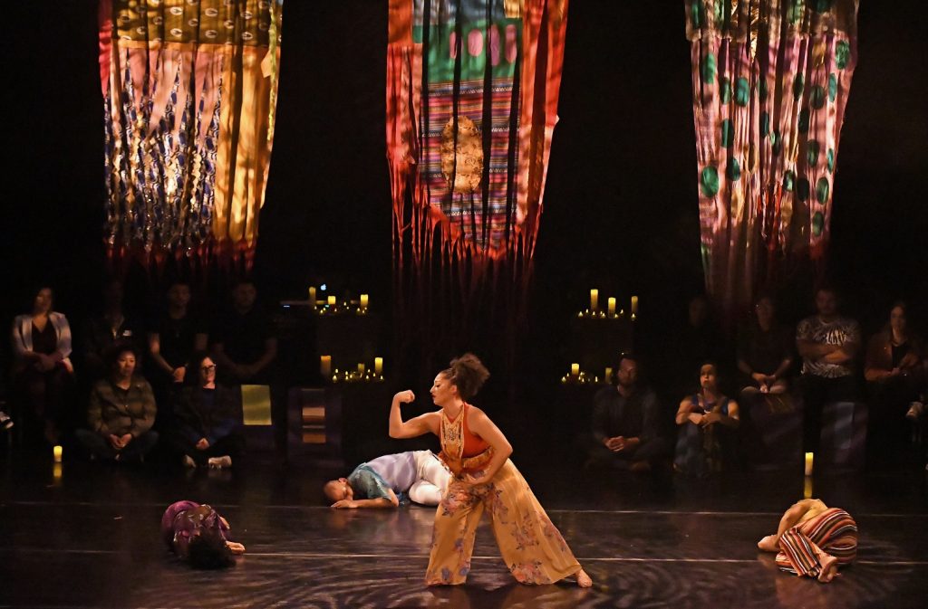 CONTRA-TIEMPO in "joyUS justUS" at the Wallis Annenberg Center for the Performing Arts. Choreographed by Founder/Director Ana Maria Alvarez and company members. PHOTO CREDIT: Kevin Parry