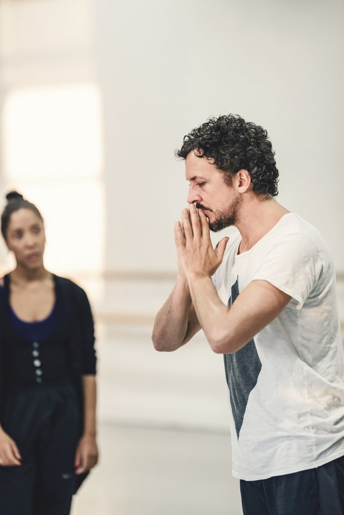 Choreographer Medhi Walerski in rehearsal with Ballet BC dancer Livona Ellis - Photo by Four Eyes Portraits