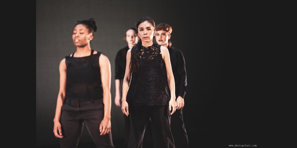 Vannia Ibarguen, Megan Fowler Hurst, McKell Lemon, and Kyreeana Alexander, in "Along the Edges" choreographed by Kindra Windish performed at SoCal Invitational 2019 - Photo by Photopolari