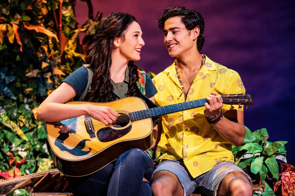 Sarah Hinrichsen as Rachel and Chris Clark as Tully in Jimmy Buffett's ESCAPE TO MARGARITAVILLE - Photo by Matthew Murphy
