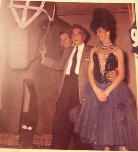 (L to R) Bertha the Elephant, person unknown, Jimmy Durante, Carolyn Dyer - Photo courtesy of Carolyn Dyer