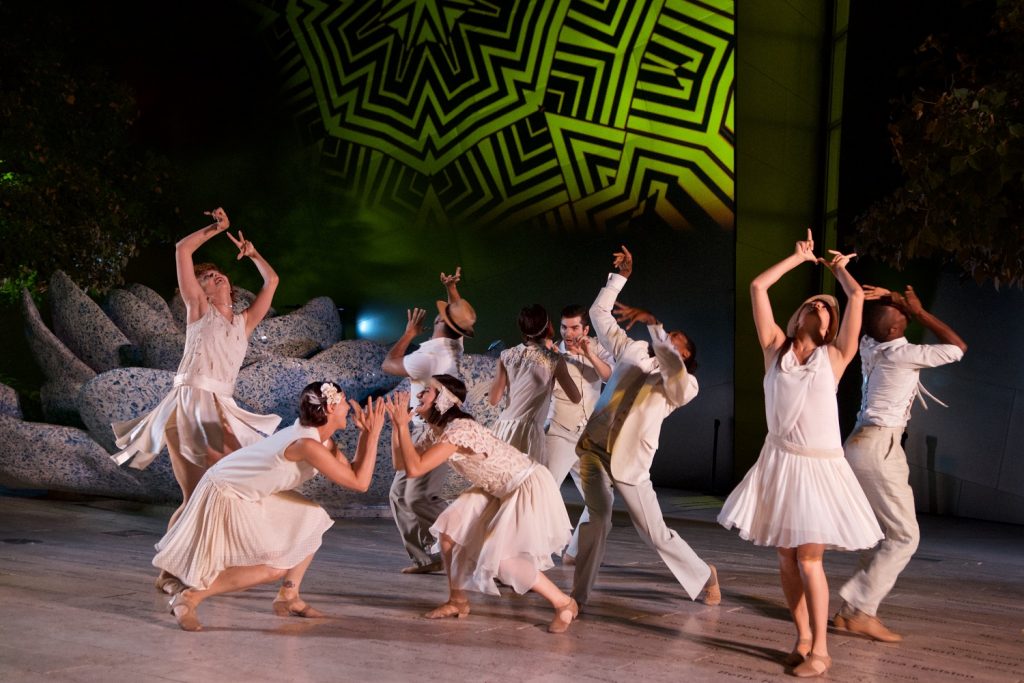 Mixed eMotion Theatrix - “Gatsby Redux” for Los Angeles Music Center, Moves After Dark. Performed in the Blue Ribbon Garden of Disney Hall