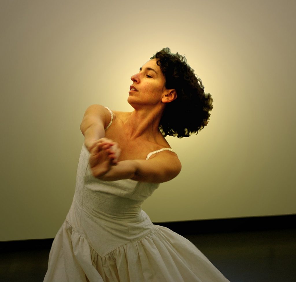 Sarah Swenson in rehearsal for her dance "Fimmine"