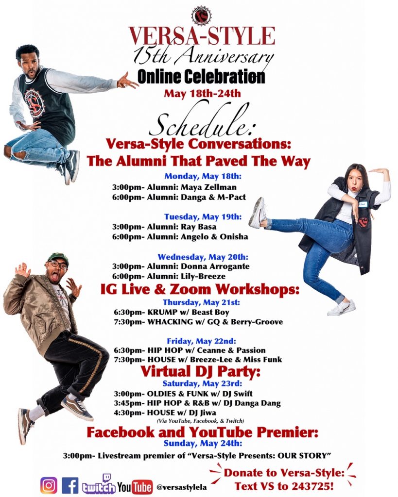 Versa-Style Dance Comapny Online Celebration Schedul - Courtesy of the company.