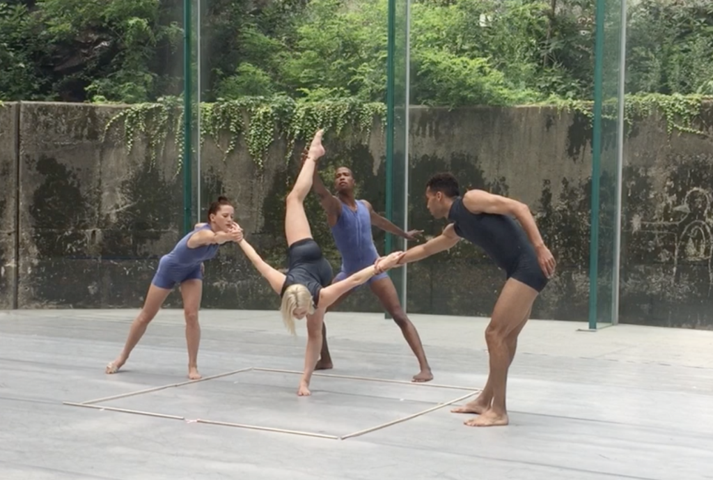 (L-R) Charlotte Smith, Hailey Transue, Daniel Moore, Blair Pope in "Lines, Edges, Corners" - Choreography by Deborah Brockus - Photo courtesy of BrockusRED