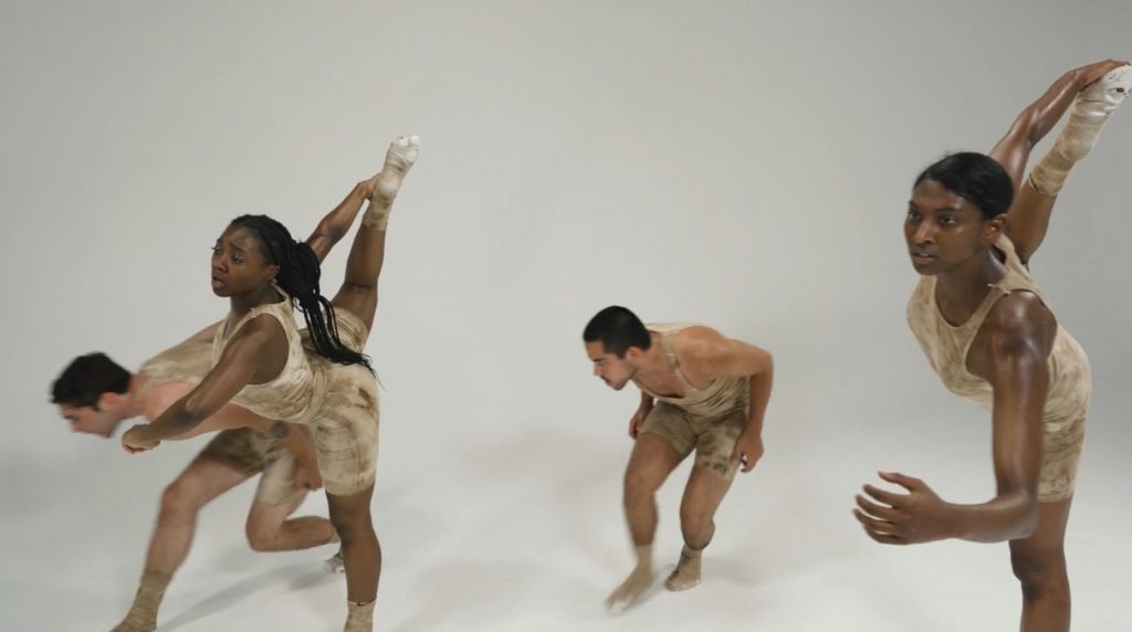 L to R Matt Luck, Emara Neymour. Santiago Villarreal, Micaela Taylor in "Toughskin" - Video still courtesy of The TL Collective.