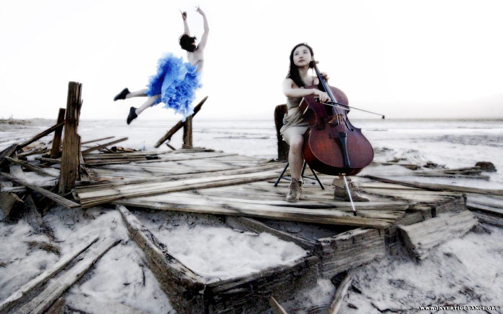 Invertigo Dance Theatre - Hyosun Choi on Cello - photo by Joe Lambie.