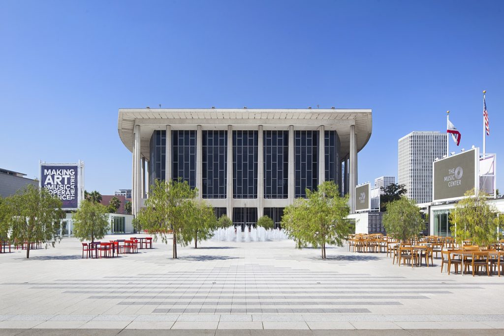View of Dorothy Chandler Pavilion from Jerry Moss Plaza at The Music Center - Photo by Tim Street Porter
