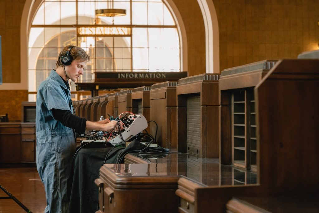 Alex Wand during the shooting of Jay Carlon's film "Baggage" at LA's Union Station - Photo by Fara Sosa