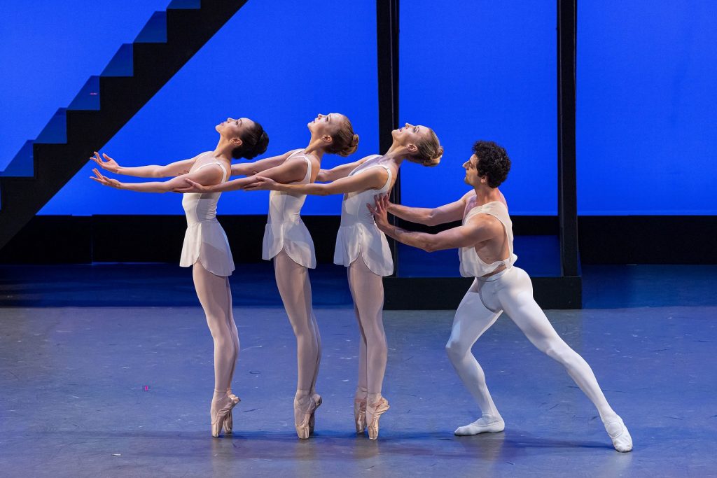 Los Angeles Ballet - Laura Chachich, Hee Seo, Katherine Williams, and Tigran Sargsyan in George Balanchine's "Apollo" (Guest artists courtesy of ABT) - Photo by Reed Hutchinson/LAB -
