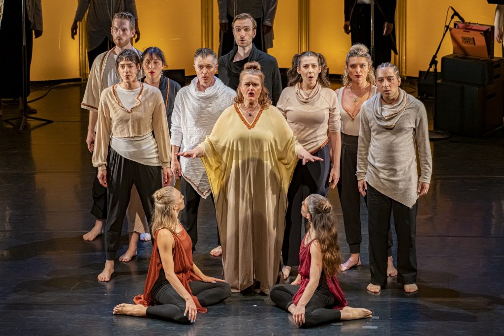 "Conference of the Birds" - Anne Harley as Hoopoe (Center) - Photo by Vafa Khatami