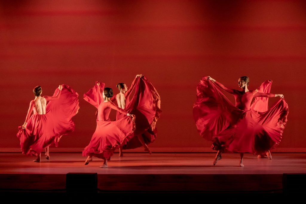 Contempo Arts Production's FUSED - Skye Schmidt, Taylor Massa, Lauren Gold, Taylor Unwin in “Miserere Moiroloi” by Marine de Vachon - Photo by Cheryl Mann