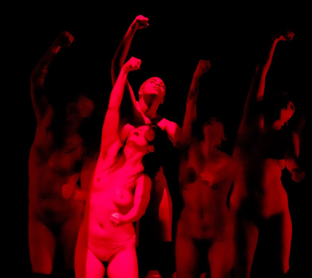 "Human Measure" at REDCAT - Choreographer: Jasmine Albuquerque - Dancers: Canyon Carballosa, Kaydence De Mere, Cassils, B Gosse, Jas Lin, Alucard Mendoza McHaney - Created by Cassils - Photo by Angel Origgi.