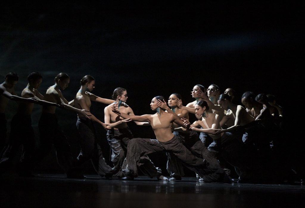 Pacific Northwest Ballet soloist Amanda Morgan (center) with company dancers in Crystal Pite’s "The Seasons’ Canon" - Photo © Angela Sterling