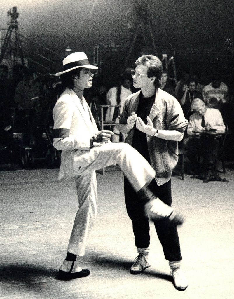 (L-R) Michael Jackson, Vincent Paterson on set of "Smooth Criminal" - Photo courtesy of the artist.