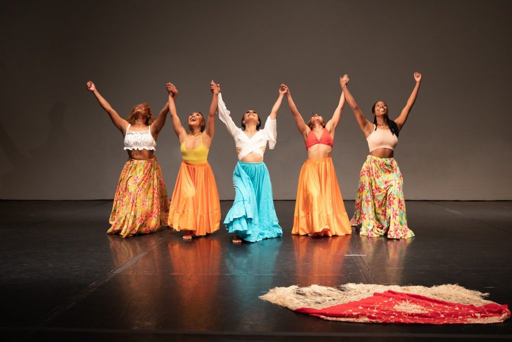 LA Dance Festival 2023 - Nola Gibson, Jada Hooks, Courtney Parisi, Leica Marie, and Celeste Lanuza in Lanuza's "¡Celebracion!" - Photo by Denise Leitner