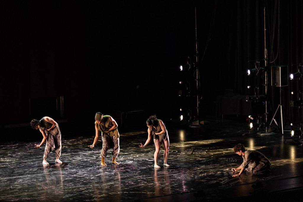 Blue13 Dance Company - Arjun Kochhar, Hayden Rivas Bella Allen, Brenan Gonzalez in "Restless autumn, restless spring" - Photo by Sean Daniels