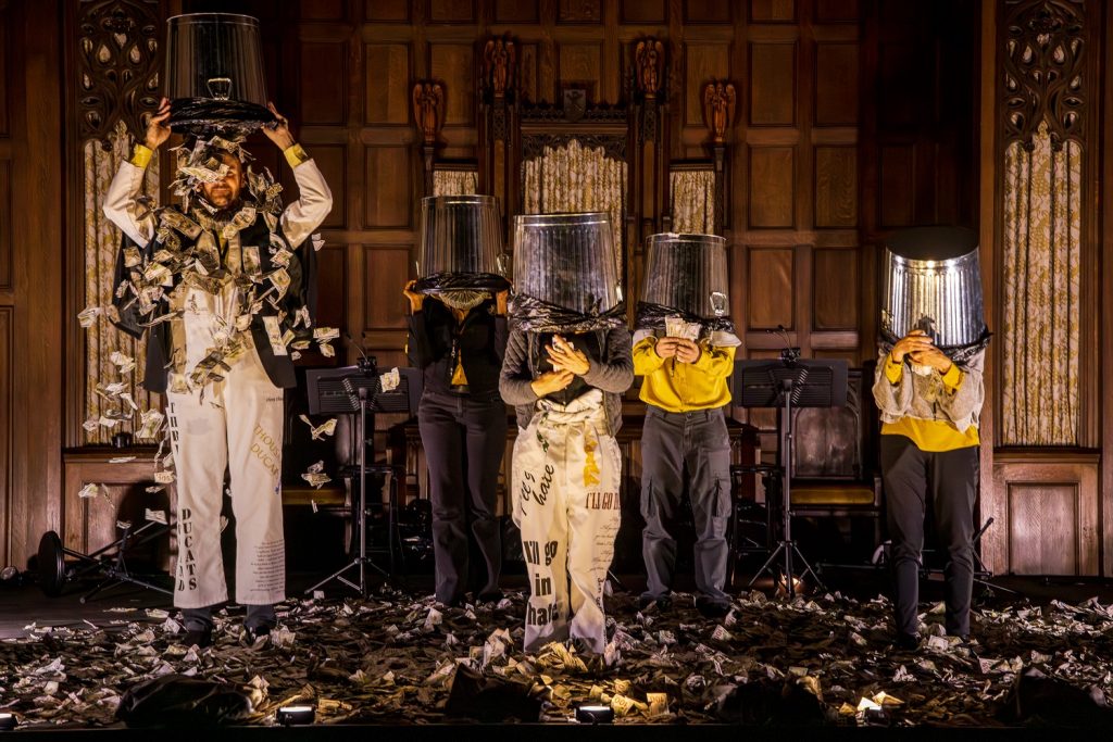 theatre dybbuk - Merchant of Venice - L>R Joe Jordan, Inger Tudor, Julie A. Lockhart, Adam Lebowitz-Lockard, DianaTanaka - Photo by Taso Papadakis