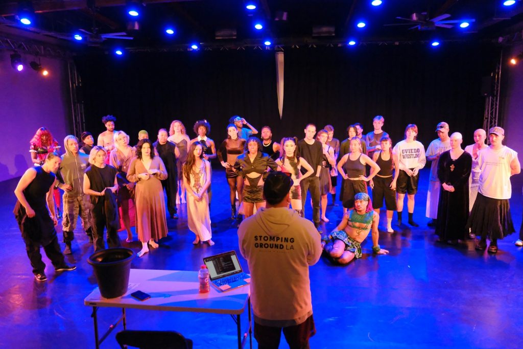 Final Cast/Company of VOICES Meeting with Derrick Paris (back to camera) - Photo by Victoria Roman