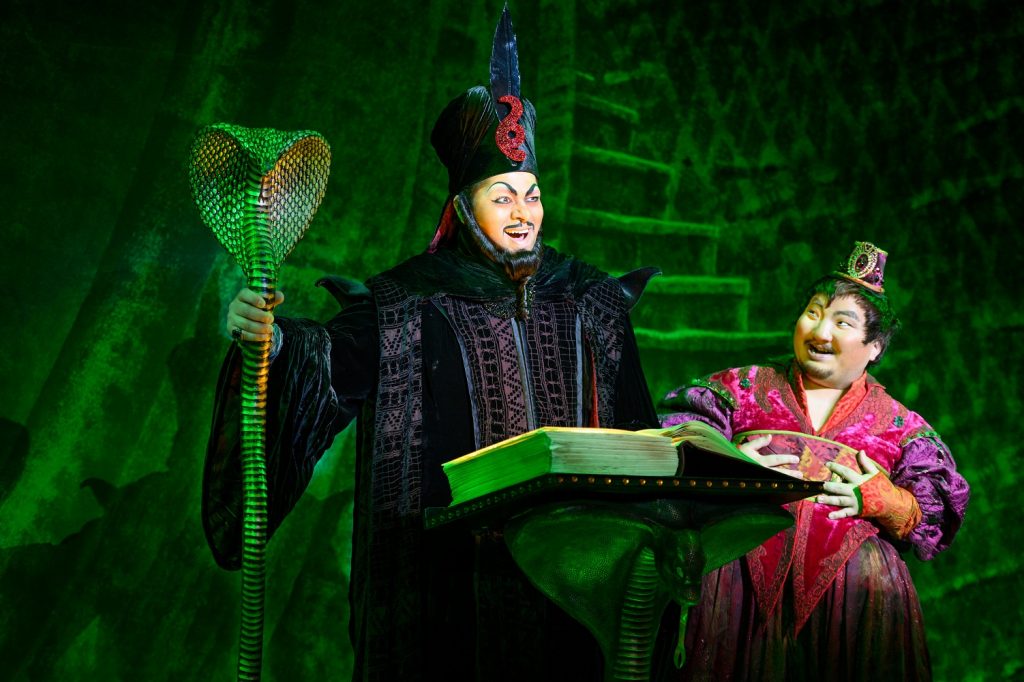 Anand Nagraj as Jafar and Aaron Choi as Iago in "Aladdin" - Photo by Deenvan Meer Disney