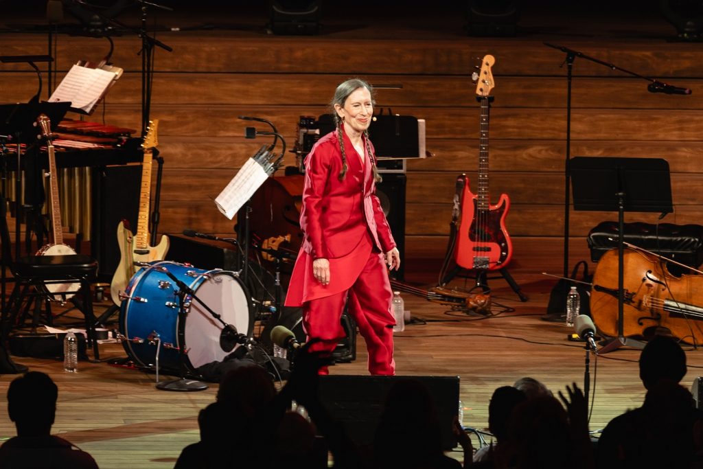 Meredith Monk taking a solo bow - Photo by Farah Sosa for the LA Phil.