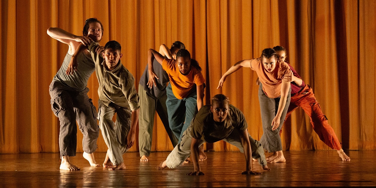 Mara Hancock, Denali Huff, Jolyn Rea, Arturo Gonzales, Bryan Burns, Rebecca Lee, and Anne Lee Rohovec in Deborah Brockus' " Oil-Pandora's Box" - Photo: Ginger Sole Photography