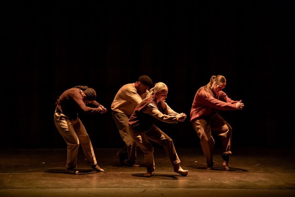 USC Alumni Residency - L-R Kayla Goldsberry, Davon Rashawn Farmer, Madison Falconer, Emma Sutherland in Madison Falconer’s "CLAY-MADE" - Photo by Cheryl Mann.