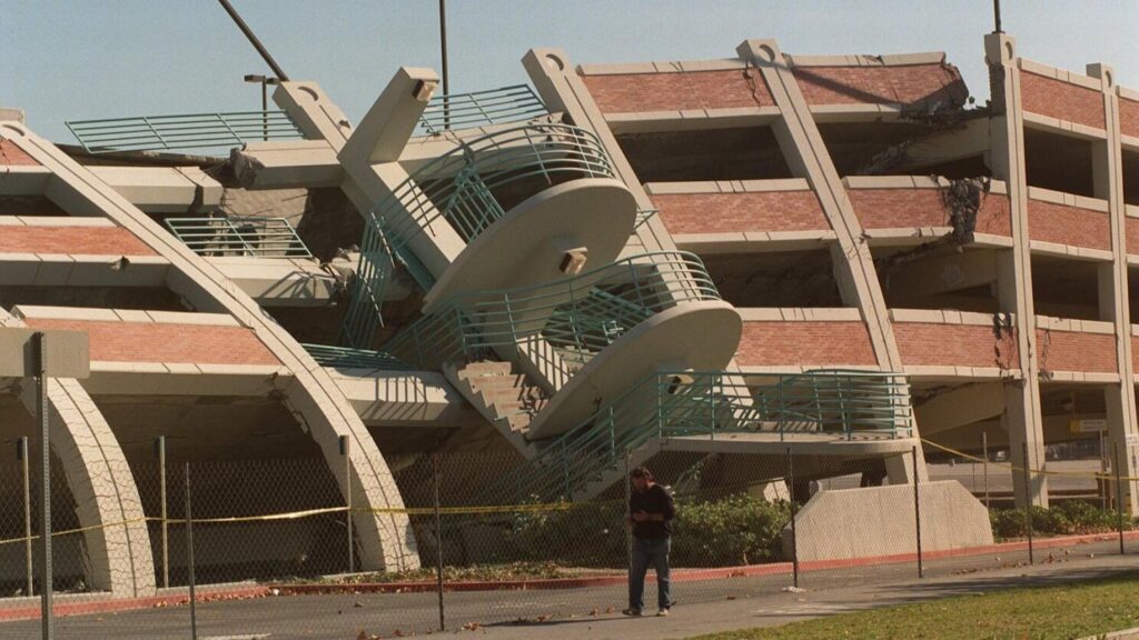 Cal State University Northridge after the 1994 earthquake. Photo courtesy of the LA Times.