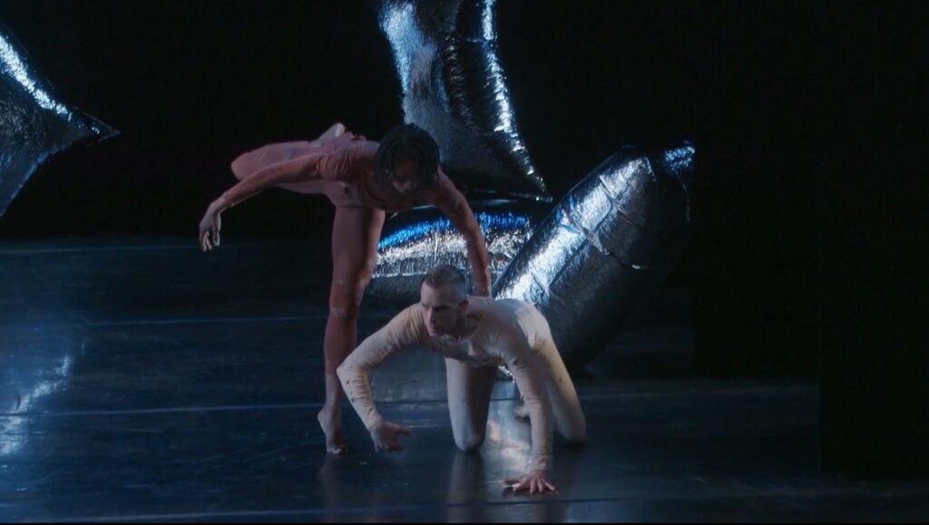 Screenshot from "If The Dancer Dances" - Stephan Petronio Dance Company in Merce Cunningham's "Rainforest" - Courtesy of OVID.tv.