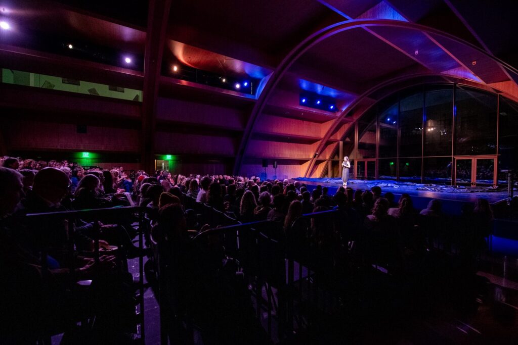 BODYTRAFFIC - Pre-performance talk by artistic director Tina Finkelman-Berkett at the Audrey Irmas Pavilion - Photo courtesy of BODYTRAFFIC.