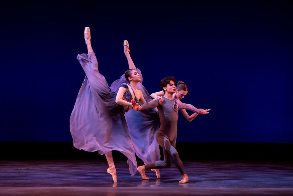 Los Angeles Ballet - Aviva Gelfer-Mundl, Jacob Soltero, and Cassidy Cocke in Justin Peck's "Belles-Lettres" - Photo by Cheryl Mann.