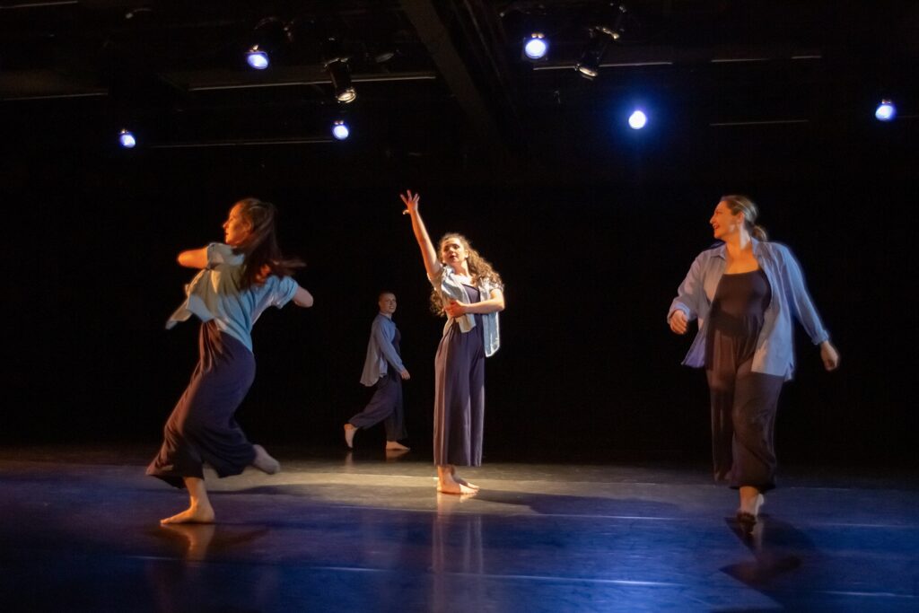 MeCo - Melanie Bizzoco (center) Brooklynn Reeves-Mallett, Morpheus Kostromin, Erin Sofley (left-right) in "Circles upon Circles" - Photo by Lisa Flory.