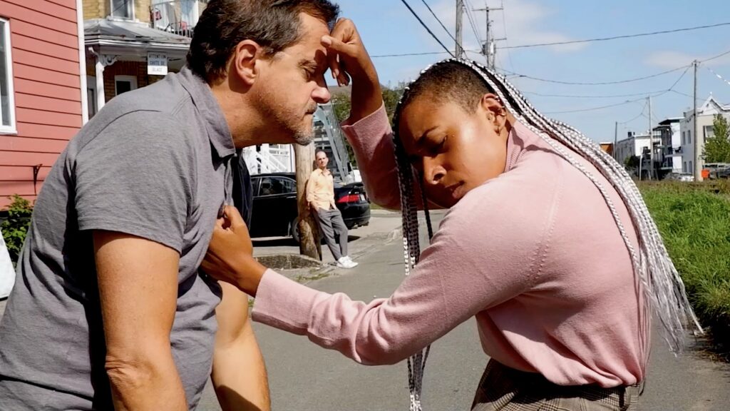 "Still from Solitude" (2022). Directed by Katrina McPherson & Harold Rheaume - Image Katrina McPherson. Dancers Aicha Bastien N’Diaye, Jean-Francois Duke, Lewis Landini.