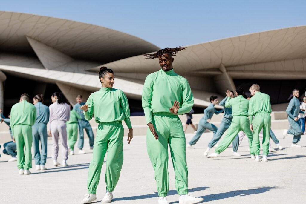 Sierra Hererra and David Adrian Freeland Jr. in "Athem" by Janie Taylor at 2023 Festival in Motion in Qatar - Photo by Josh S. Rose.