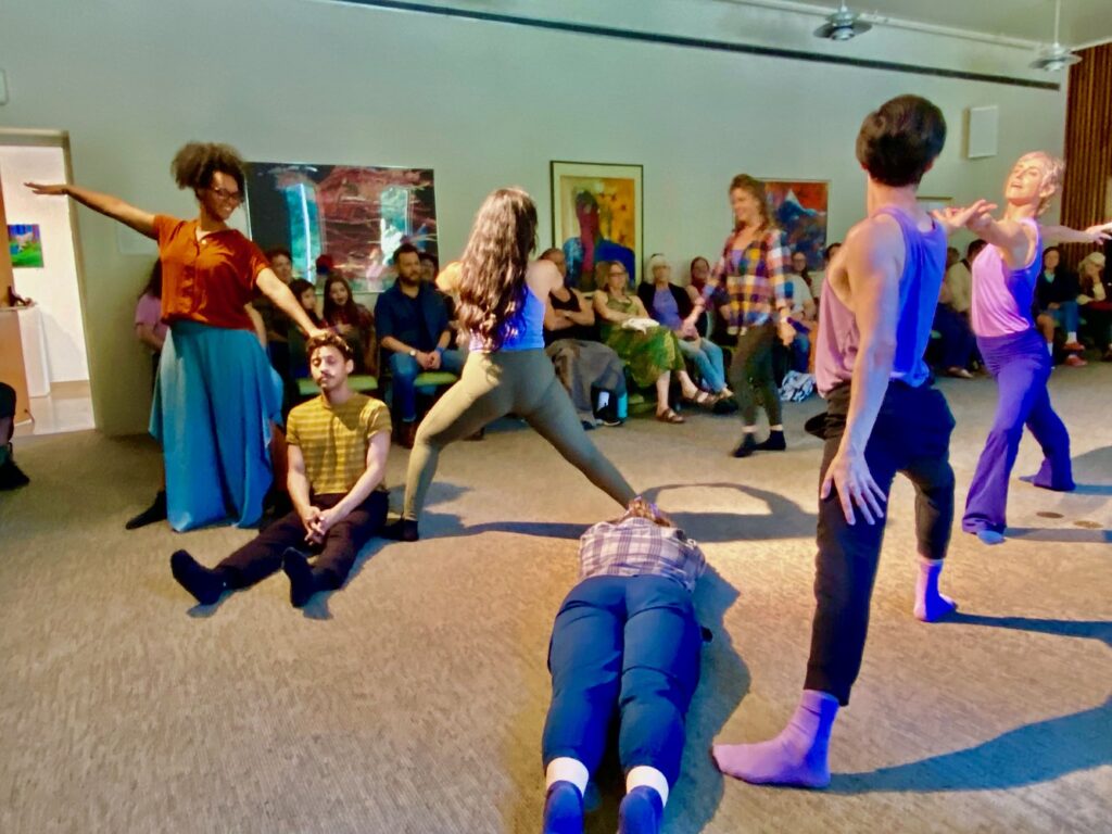 Bodies in Play - (L-R) Sadie Yarrington, Daurin Tavares, Cristina Florez, Tiffany Sweat, Darby Epperson, Andrew Pearson, Rachel Whiting - Photo by Jamie Nichols.
