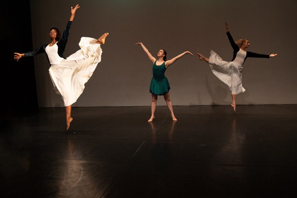 BrockusRED - (L-R) Jolyn Rae, Denali Huff, Mara Hancock in "Boulders & Birds - Photo by Denise Leitner.