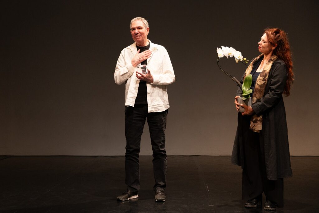 LADF - (L-R) Jeff Slayton accepting Lifetime Service Award with Deborah Brockus - Photo by Denise Leitner.