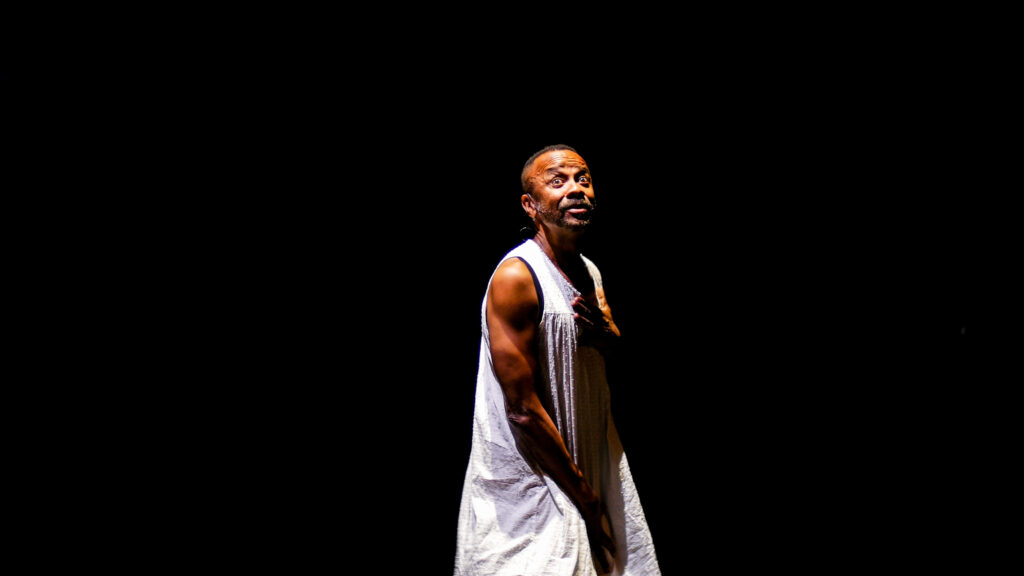 Paul Outlaw in "Big Black Cockroach" - Photo by Vanessa Crocini courtesy of REDCAT.