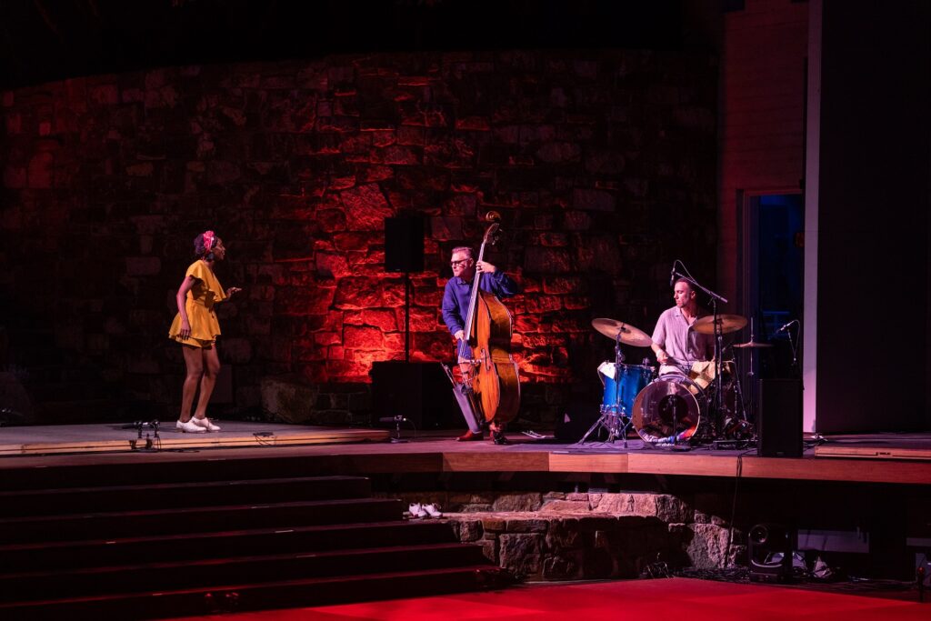Michelle Dorrance & Friends - (L-R) Josette Wiggins, Richard Giddens (Bass), Max Transue (Drums) - Photo: Halline Overby, courtesy of the Los Angeles Philharmonic.