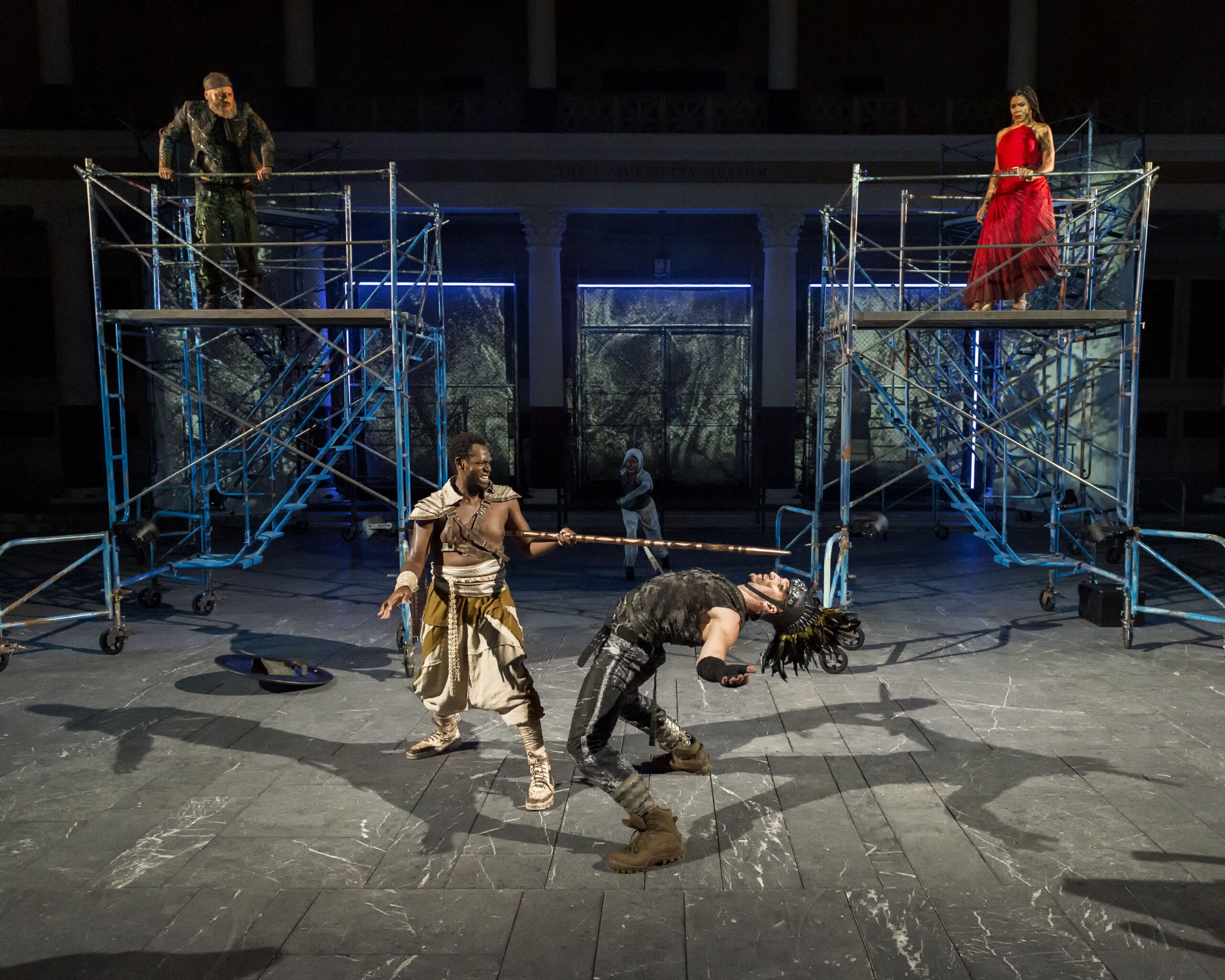 Eric Berryman (Memnon), Jesse Corbin (Achilles), Jesse J. Perez (Nestor), Andrea Patterson (Helen) - photo by Craig Schwartz Photography