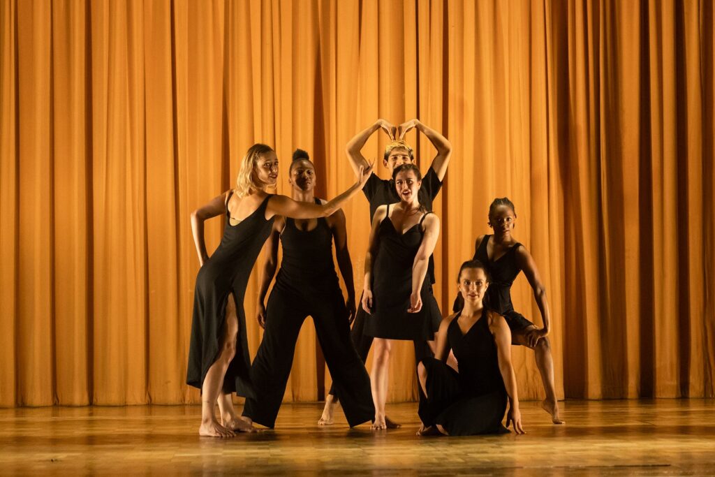 Mara Hancock, Jolyn Lambey, Arturo Gonzales, Denali Huff, Rebecca Lee, Raven Smith in "James - Love Is" by Deborah Brockus - Photo by Denise Leitner.