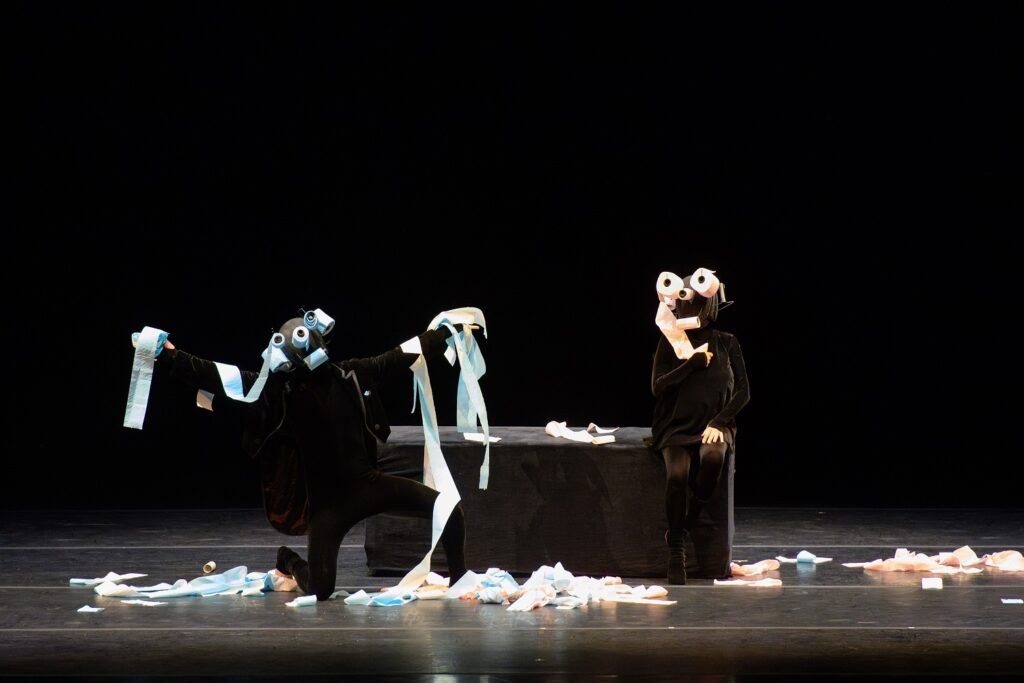 Members of Mummenschanz perform "Toilet Paper Faces" at The Soraya on Nov. 2, 2024. | Photo: Braden Villanueva, The Soraya